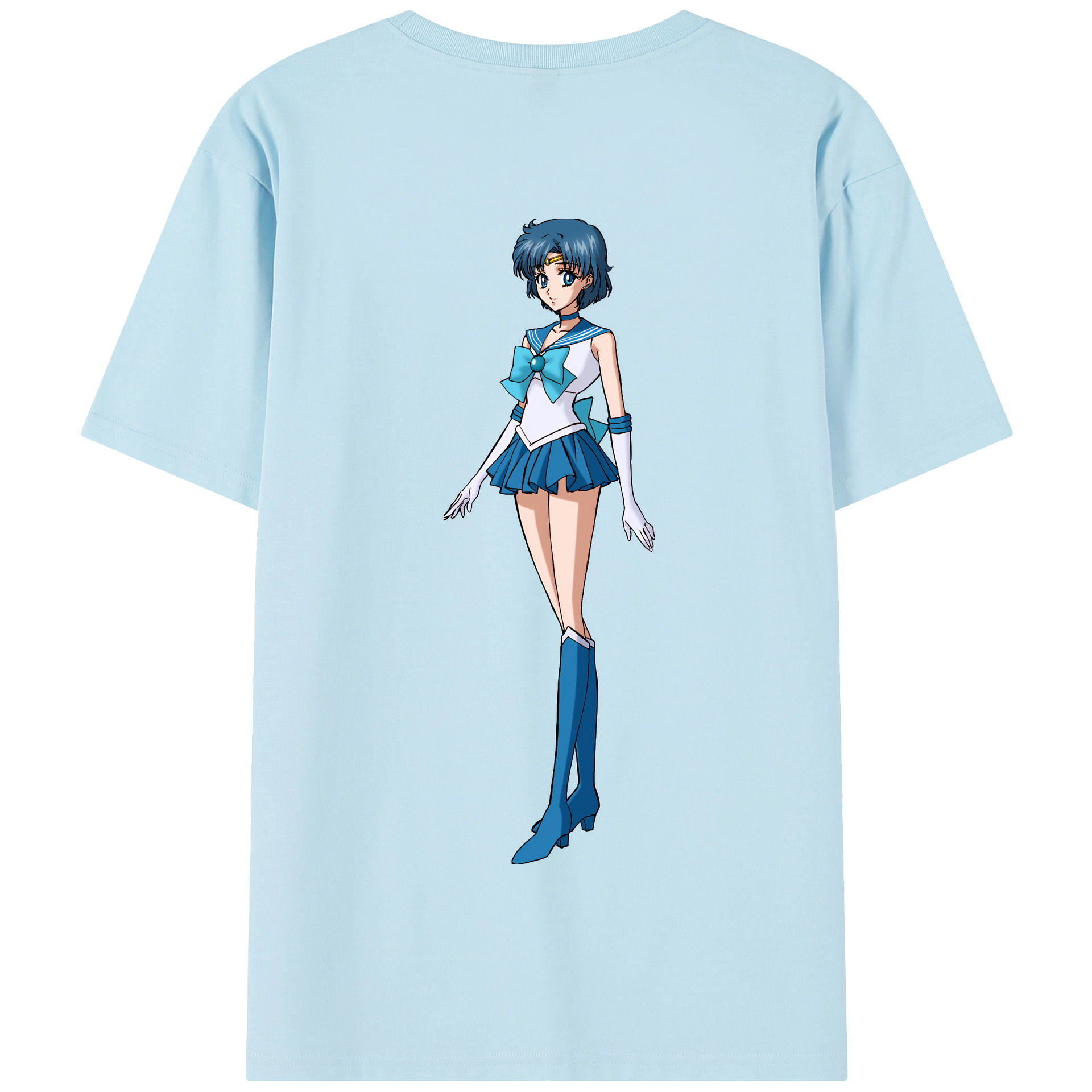 （画像用） 美少女戦士セーラームーン 水野 亜美 みずの あみ Sailor Moon Mizuno Ami 綿100％半袖Tシャツ（背面プリント）